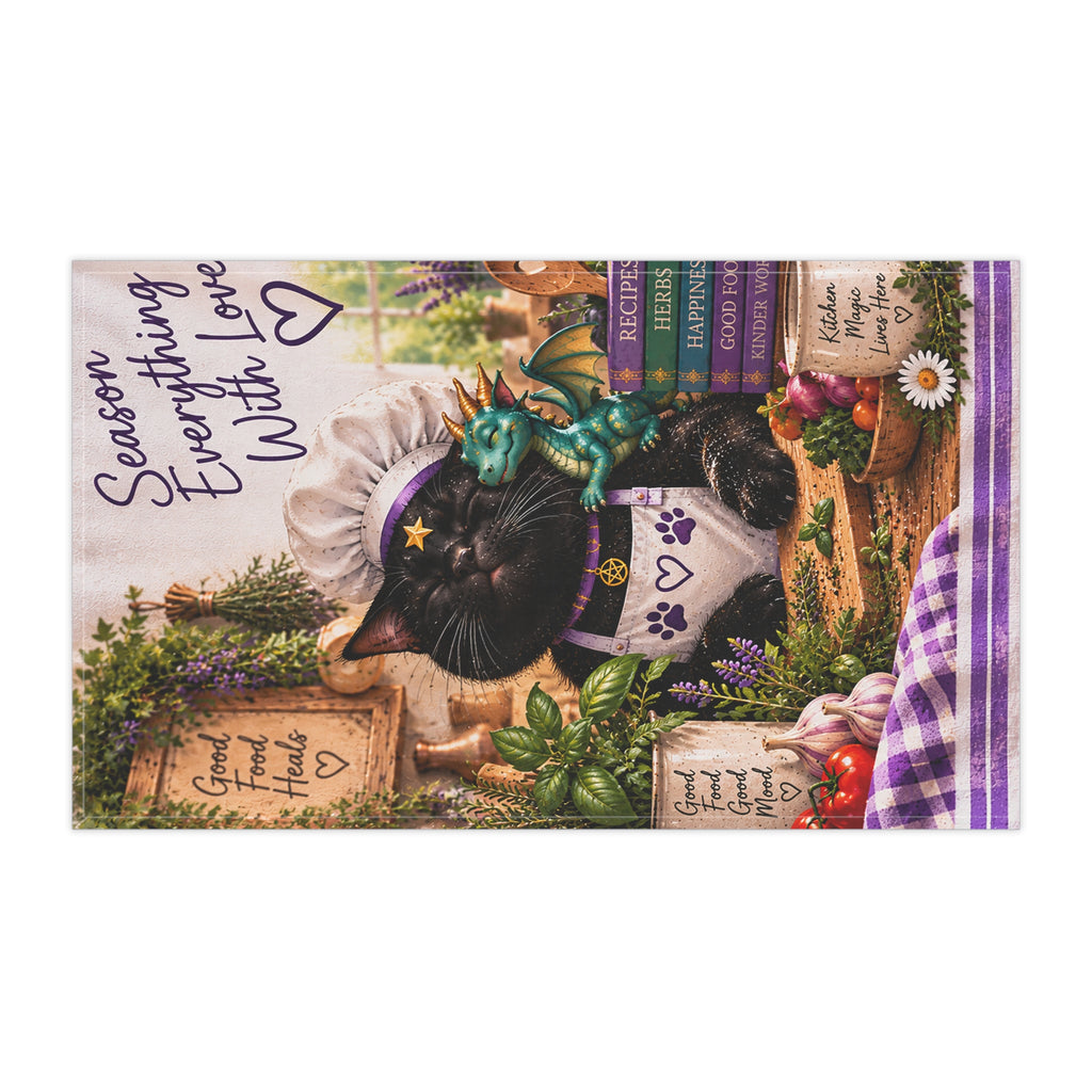 Stardust Chef Tea Towel — "Season Everything With Love" Kitchen Towel