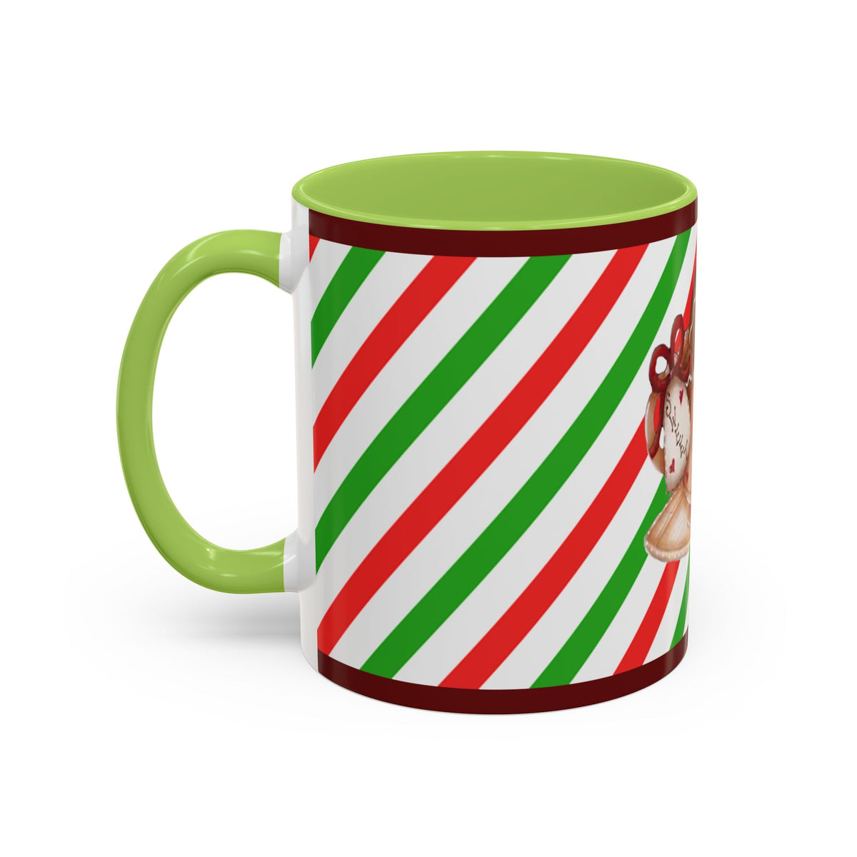 Christmas Gingerbread Mug — Festive Red & Green Accent Coffee Cup (11/15oz)