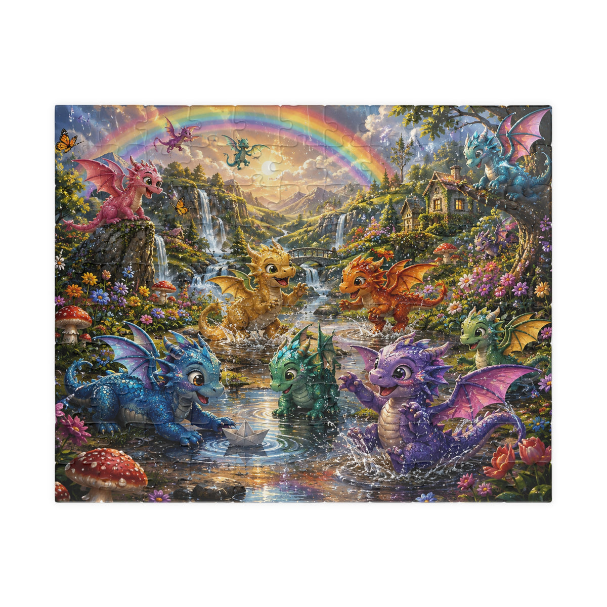 Fantasy Baby Dragons Puzzle — Colorful 252/520/1014-Piece Jigsaw for Kids & Adults
