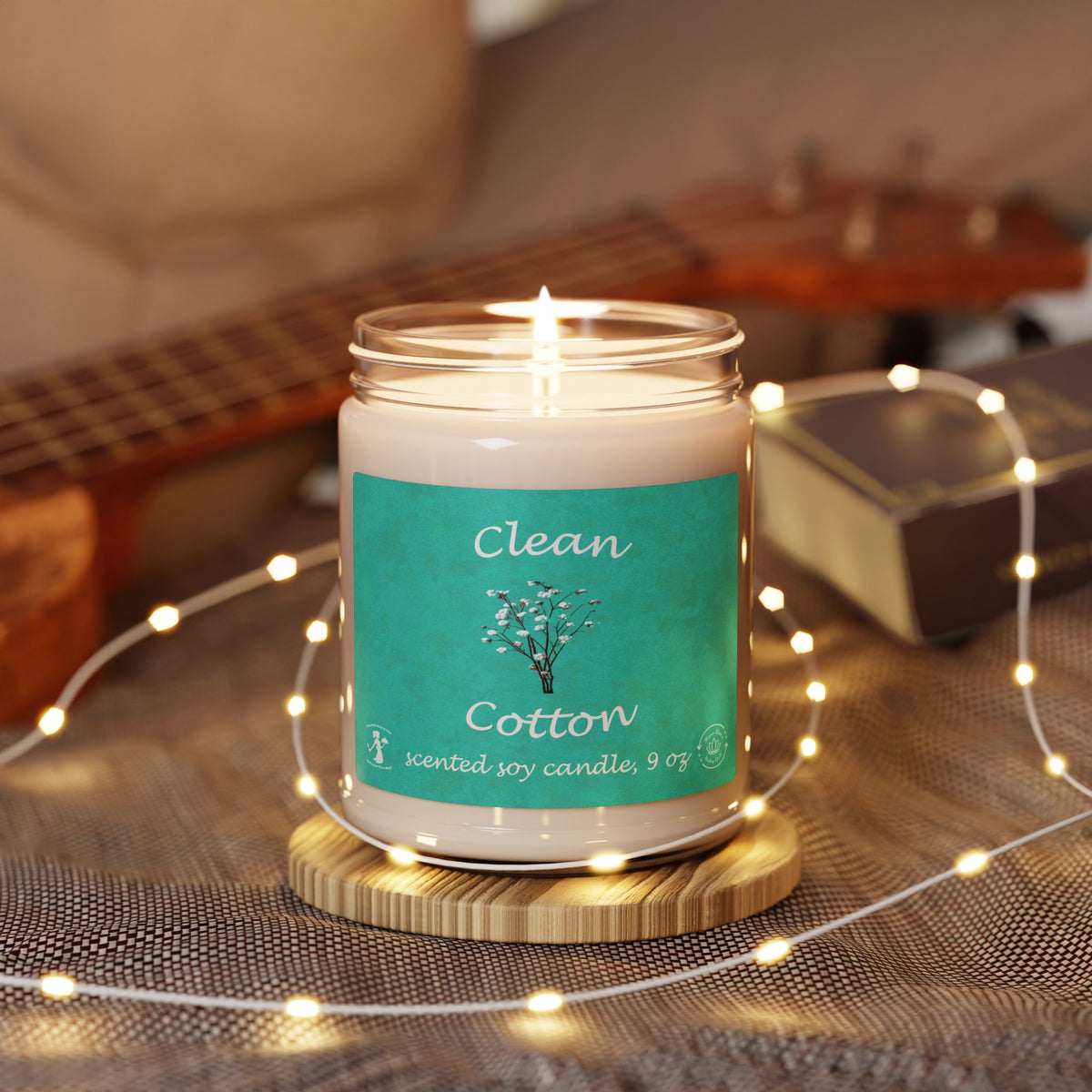 Clean Cotton Scented Soy Candle — 9oz Fresh Linen Jar Candle