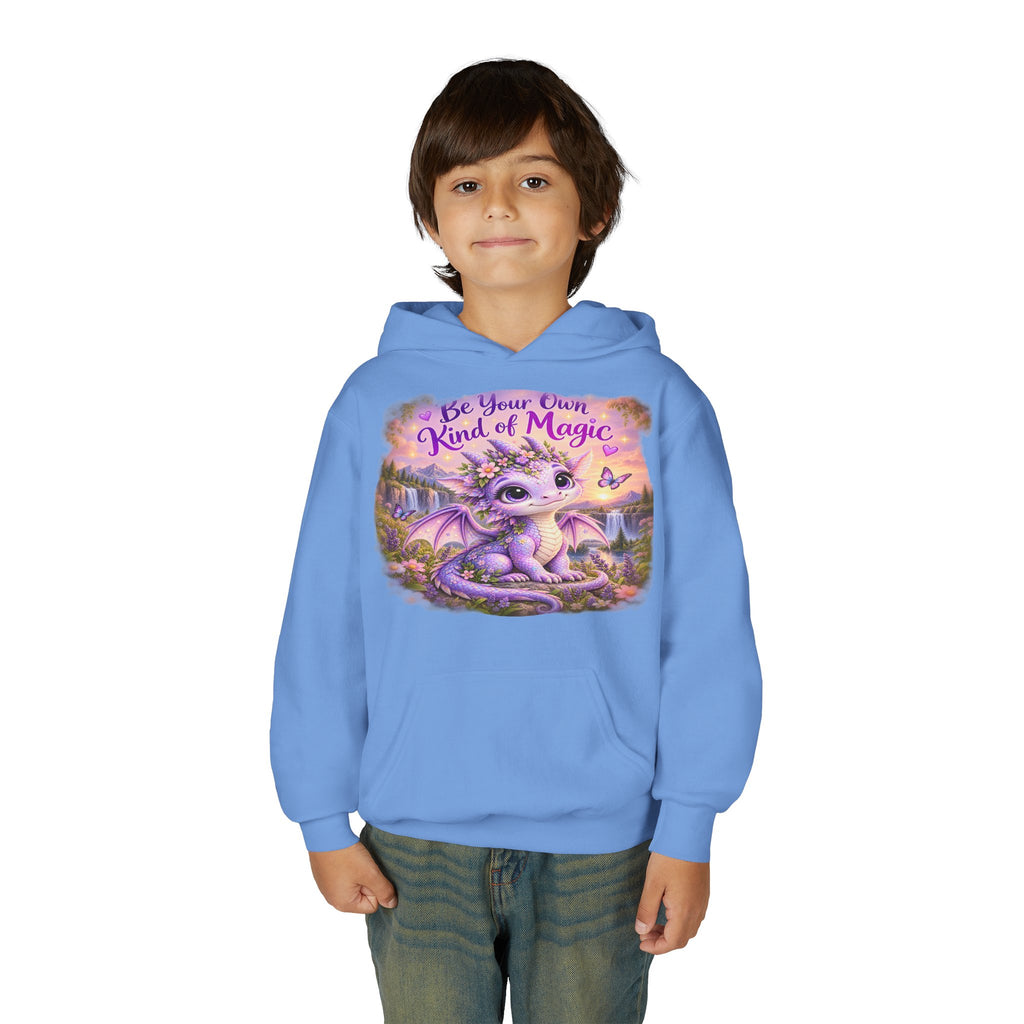 Youth Hoodie — "Be Your Own Kind of Magic" Purple Dragon Kids Pullover