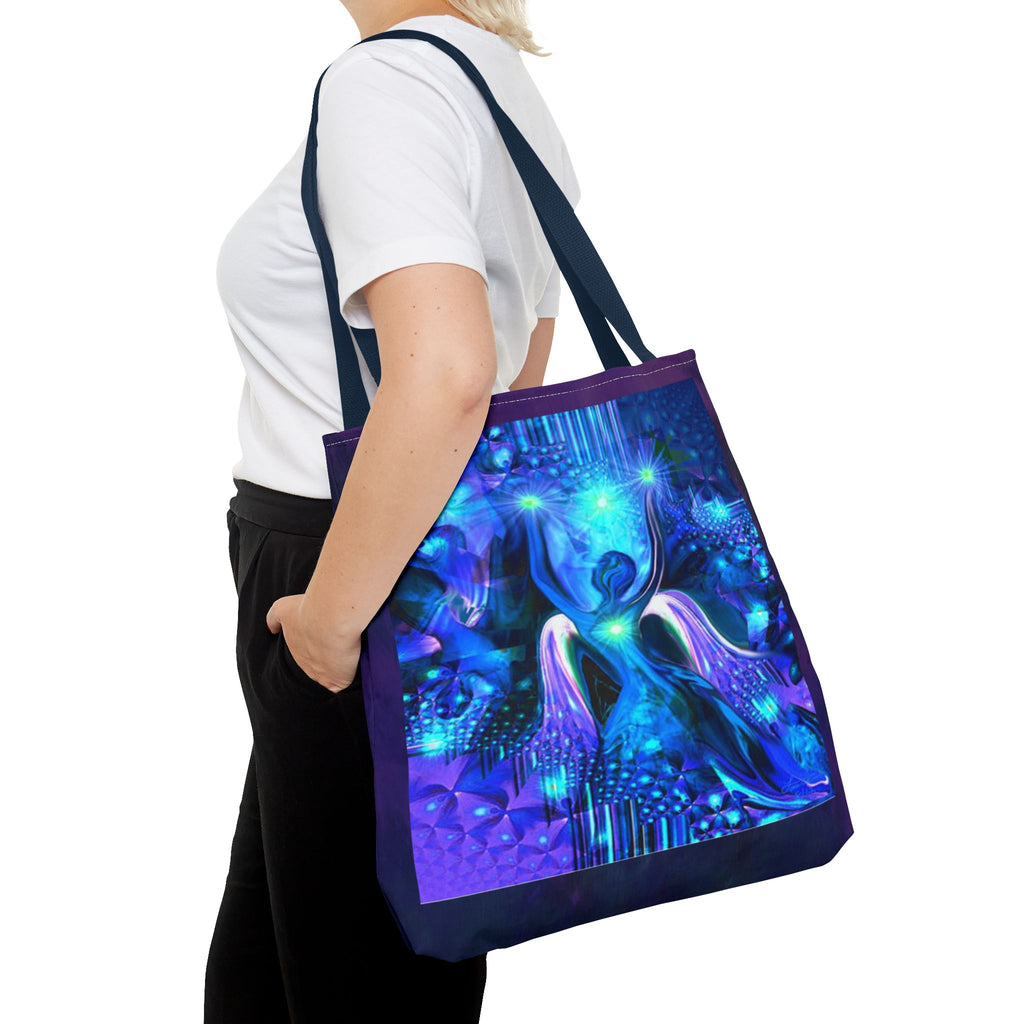 Galaxy Angel Tote Bag — Blue Spiritual Cosmic Art Tote
