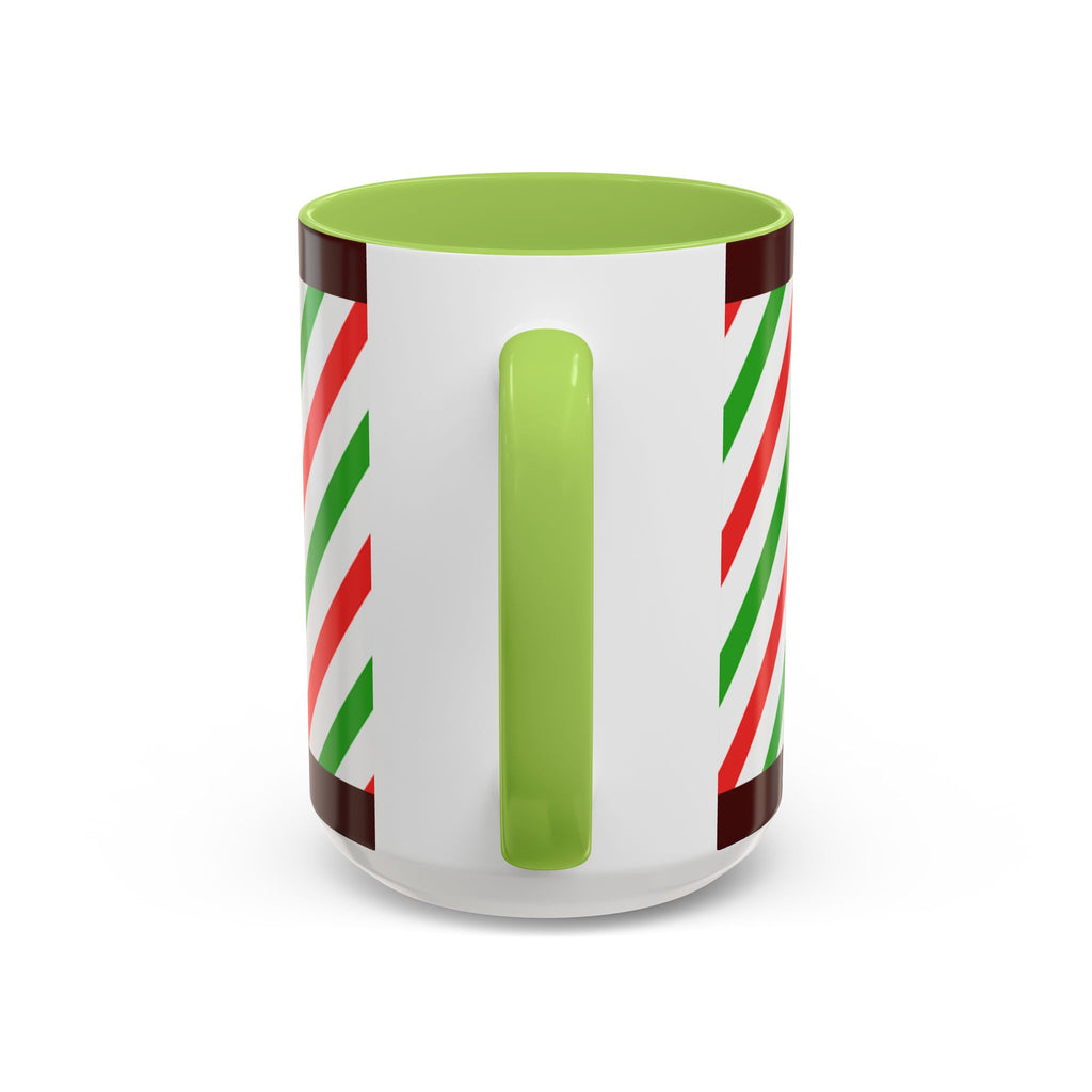 Christmas Gingerbread Cocoa Accent Coffee Mug — Holiday Candy Cane Stripe 11/15oz