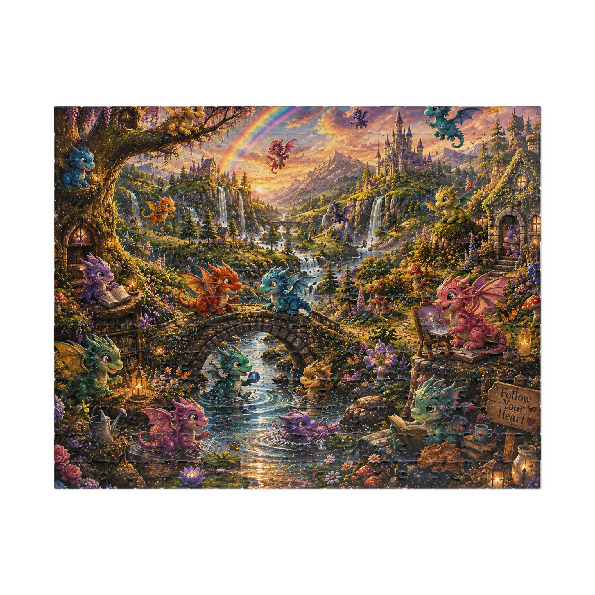 Enchanted Dragon Cottage Puzzle — Fantasy Landscape Jigsaw (110–1014 pcs)
