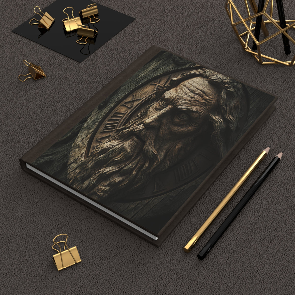 Ancient Clockface Sage Head Hardcover Journal | Inspirational Writing Notebook