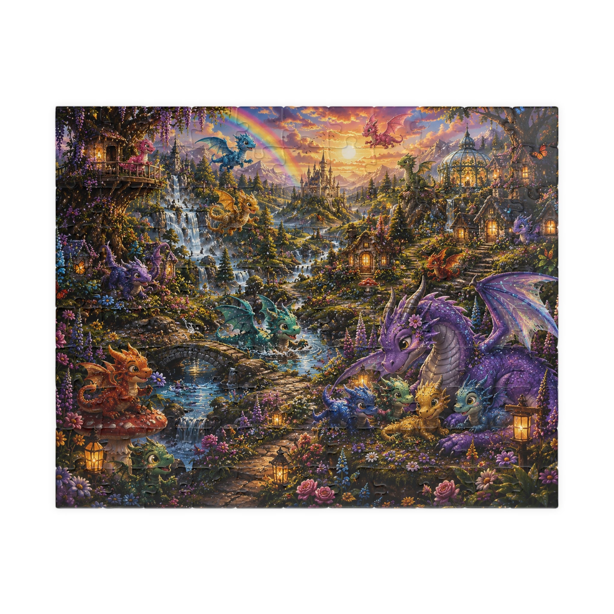 Fantasy Dragon Village Jigsaw Puzzle — Scenic 110/252/520/1014-Piece