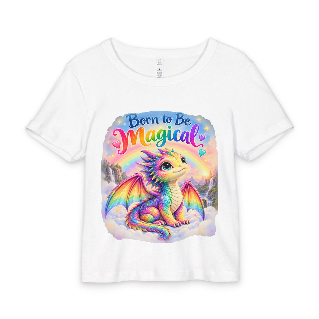 Born to Be Magical Baby Tee - Rainbow Dragon Organic Rib Toddler Shirt