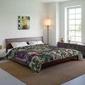 Dragon Patchwork Comforter – Purple Green Celestial Floral Quilt-Style Bedding