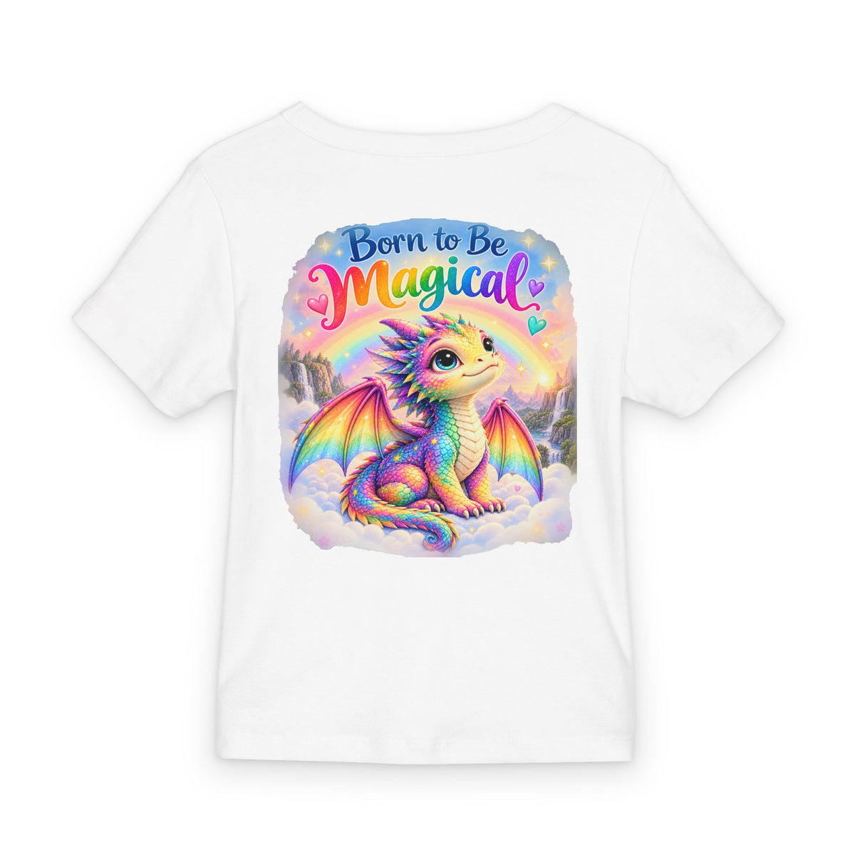 Born to Be Magical Baby Tee - Rainbow Dragon Organic Rib Toddler Shirt