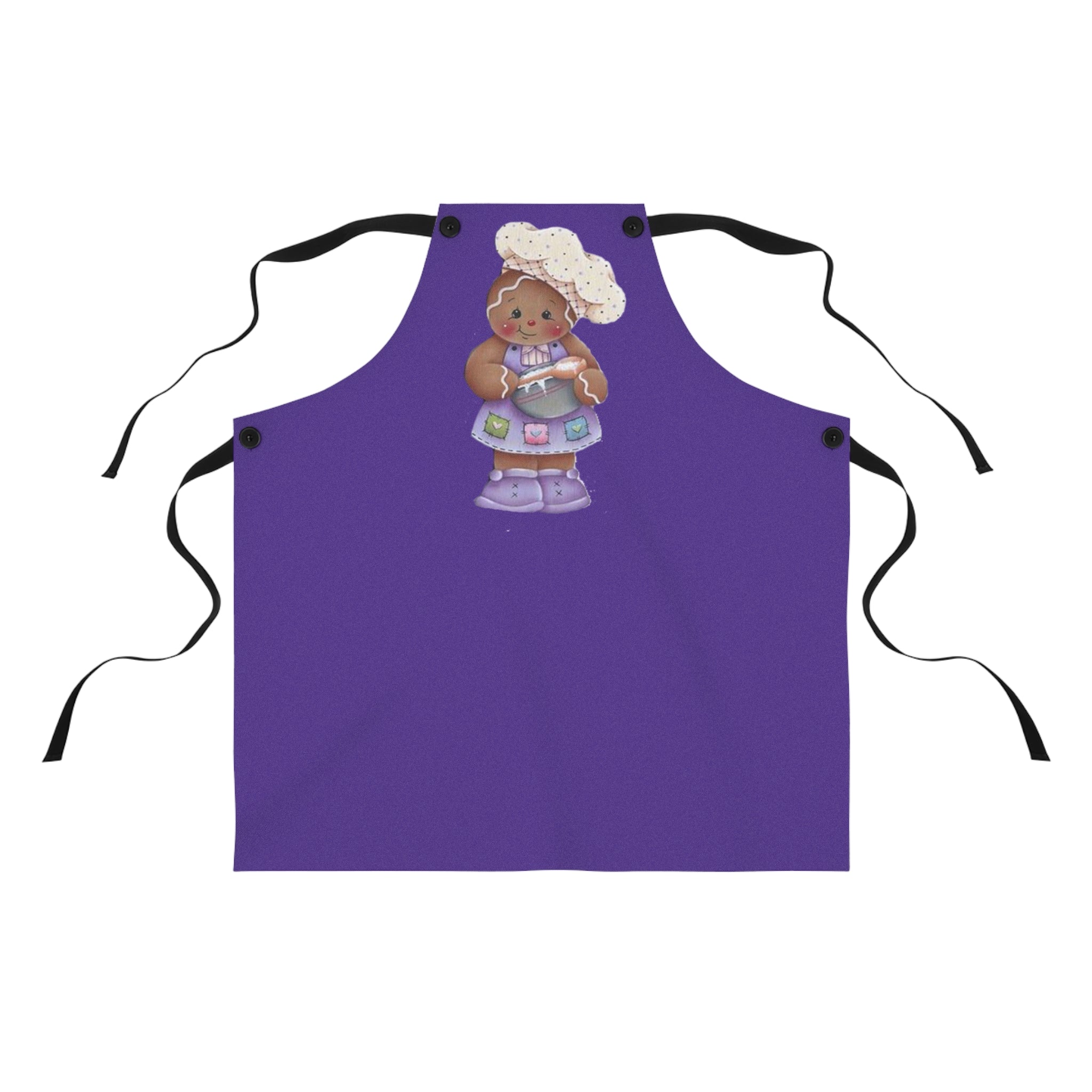 Gingerbread Baker Apron — Cute Kids Chef Character on Purple