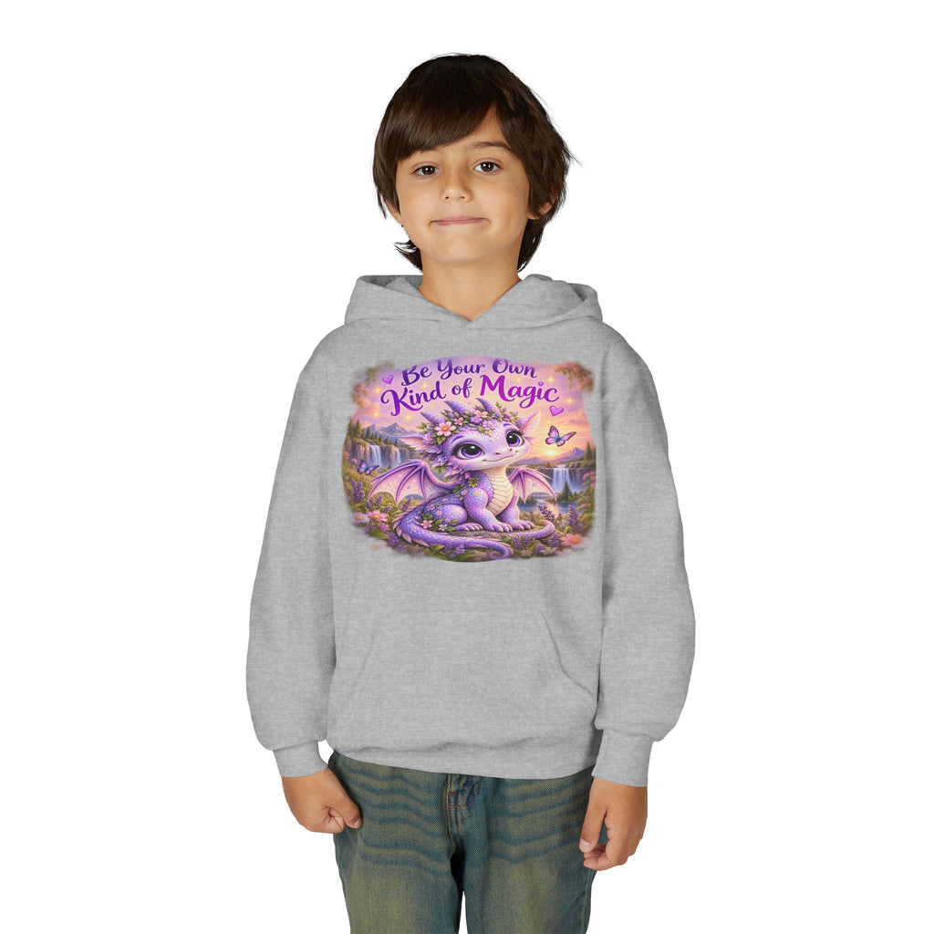 Youth Hoodie — "Be Your Own Kind of Magic" Purple Dragon Kids Pullover