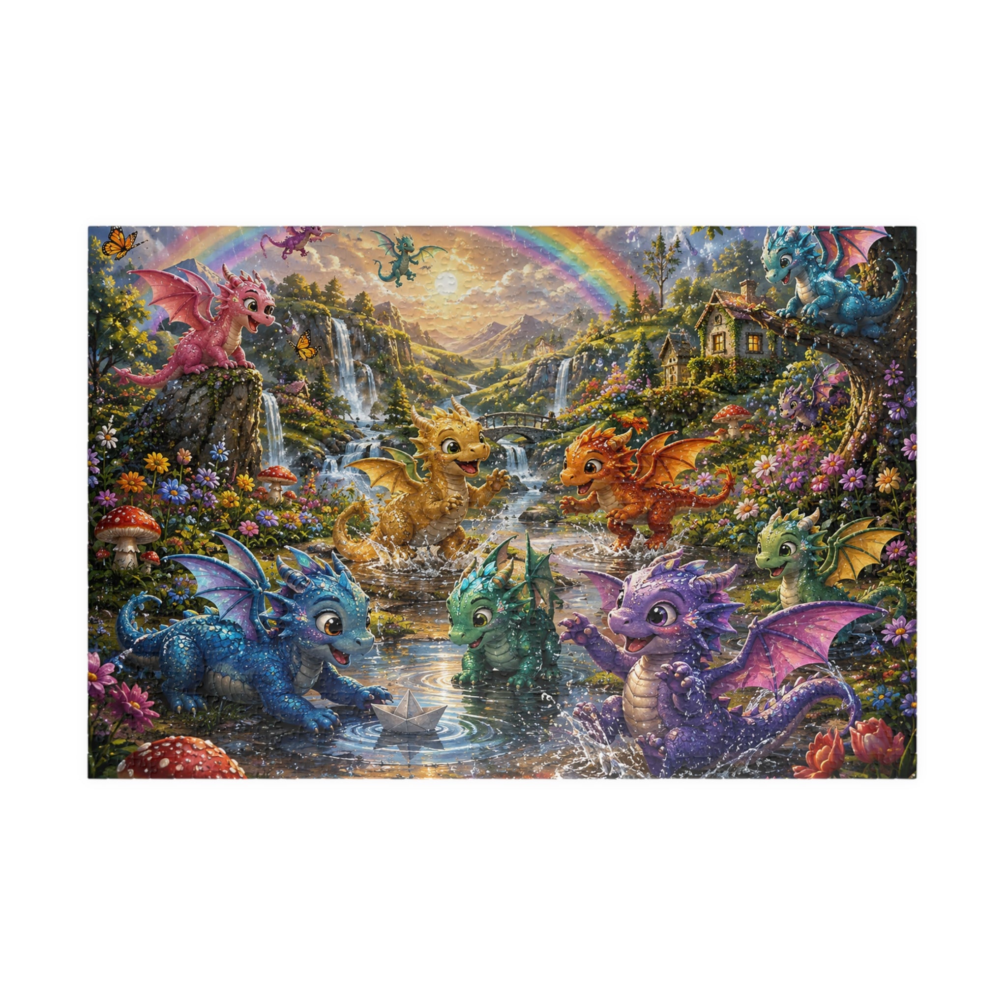 Fantasy Baby Dragons Puzzle — Colorful 252/520/1014-Piece Jigsaw for Kids & Adults