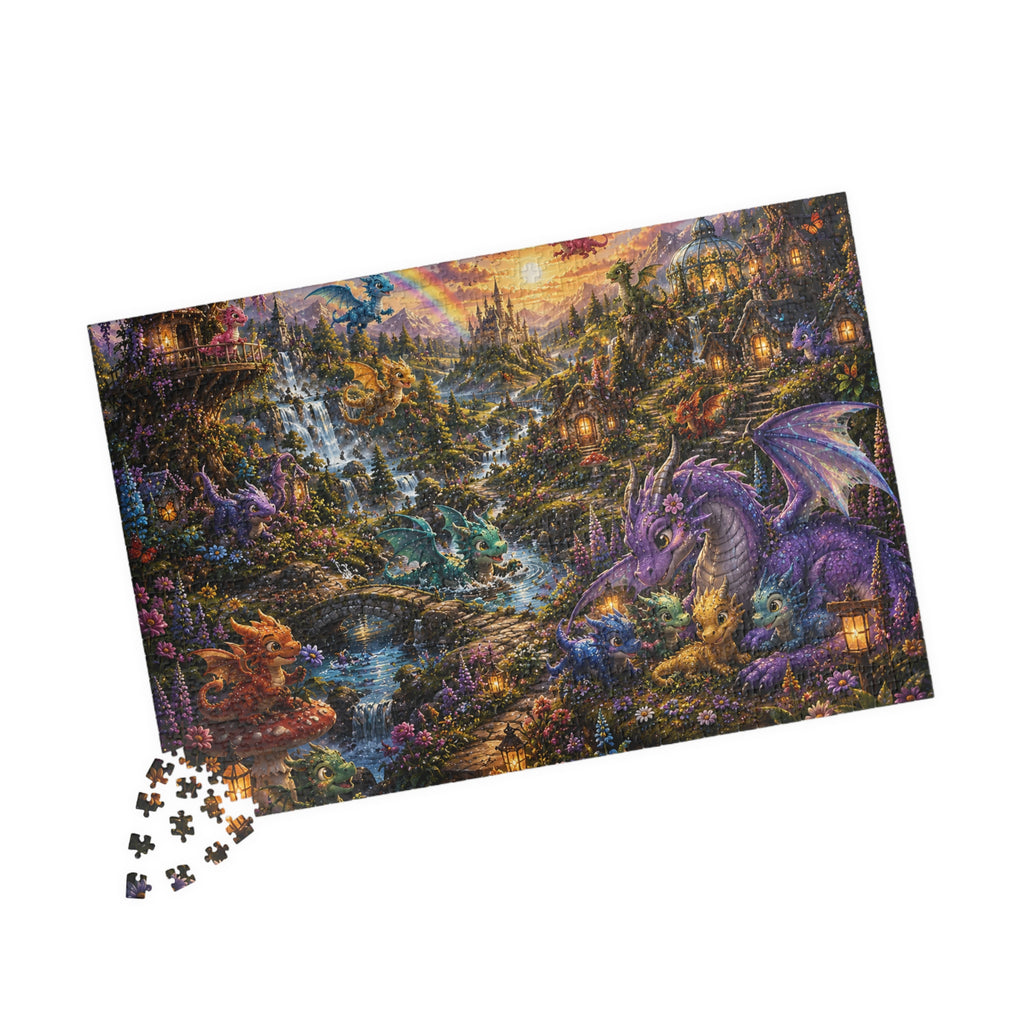 Fantasy Dragon Village Jigsaw Puzzle — Scenic 110/252/520/1014-Piece