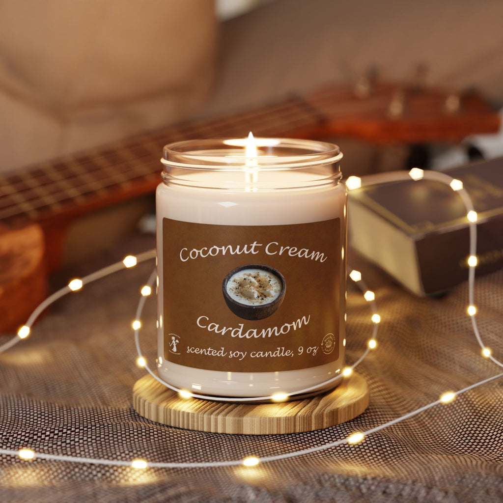 Coconut Cream Cardamom Candle, Soy Jar 9oz
