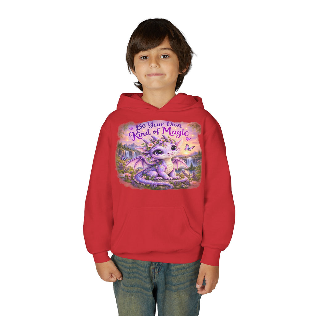 Youth Hoodie — "Be Your Own Kind of Magic" Purple Dragon Kids Pullover