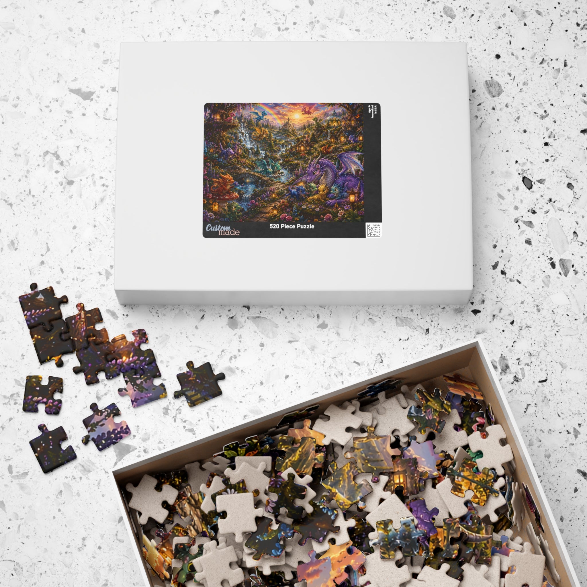 Fantasy Dragon Village Jigsaw Puzzle — Scenic 110/252/520/1014-Piece