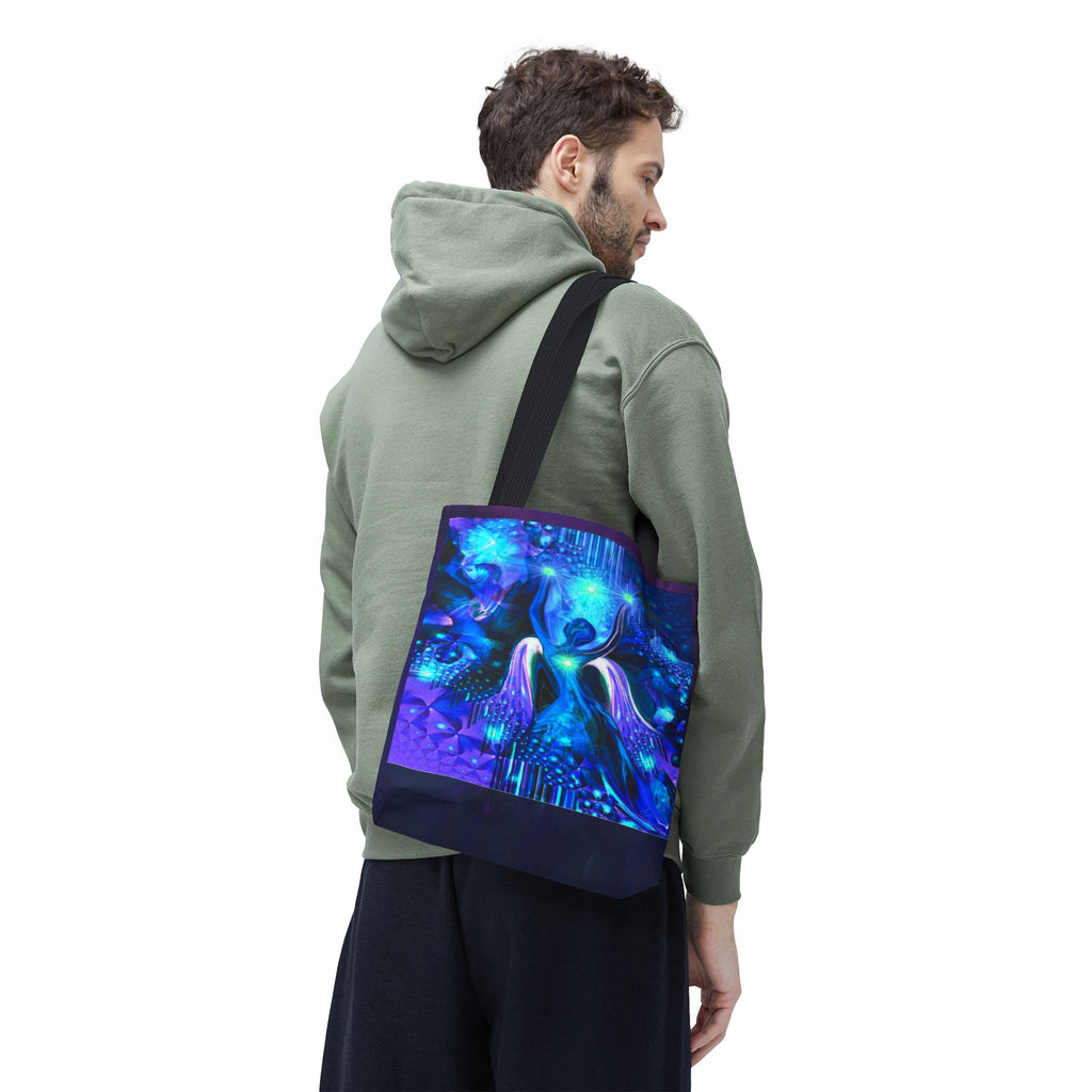 Galaxy Angel Tote Bag — Blue Spiritual Cosmic Art Tote
