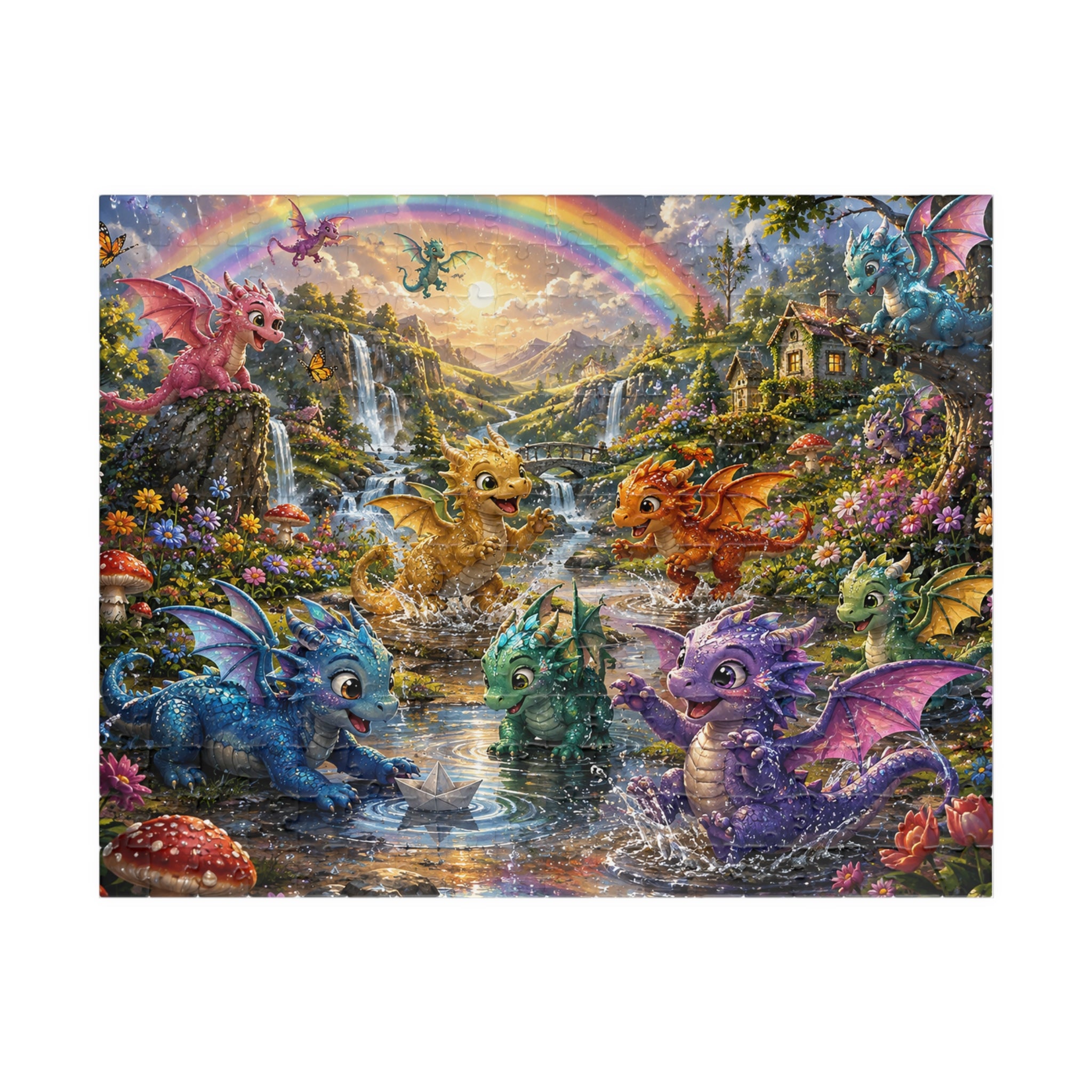 Fantasy Baby Dragons Puzzle — Colorful 252/520/1014-Piece Jigsaw for Kids & Adults