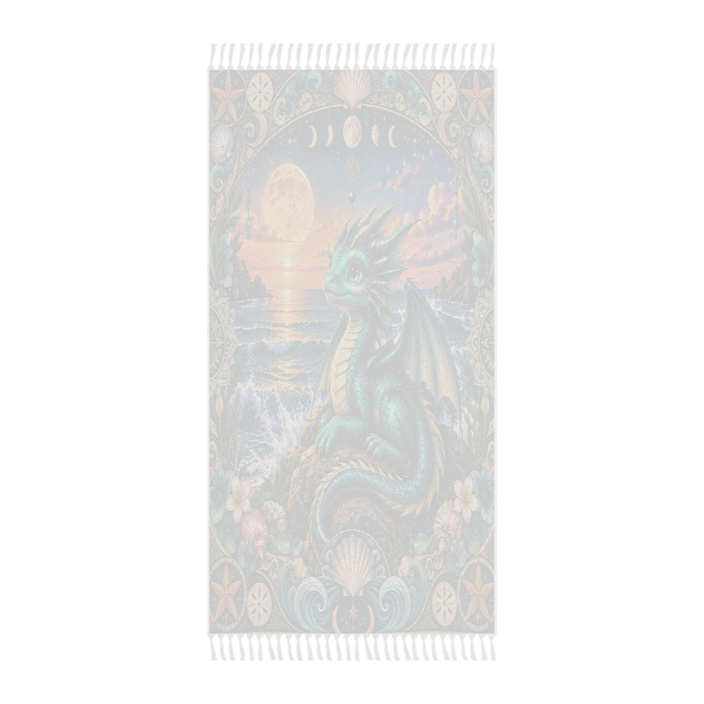 Boho Beach Towel — Teal Sea Dragon Sunset Beach Blanket