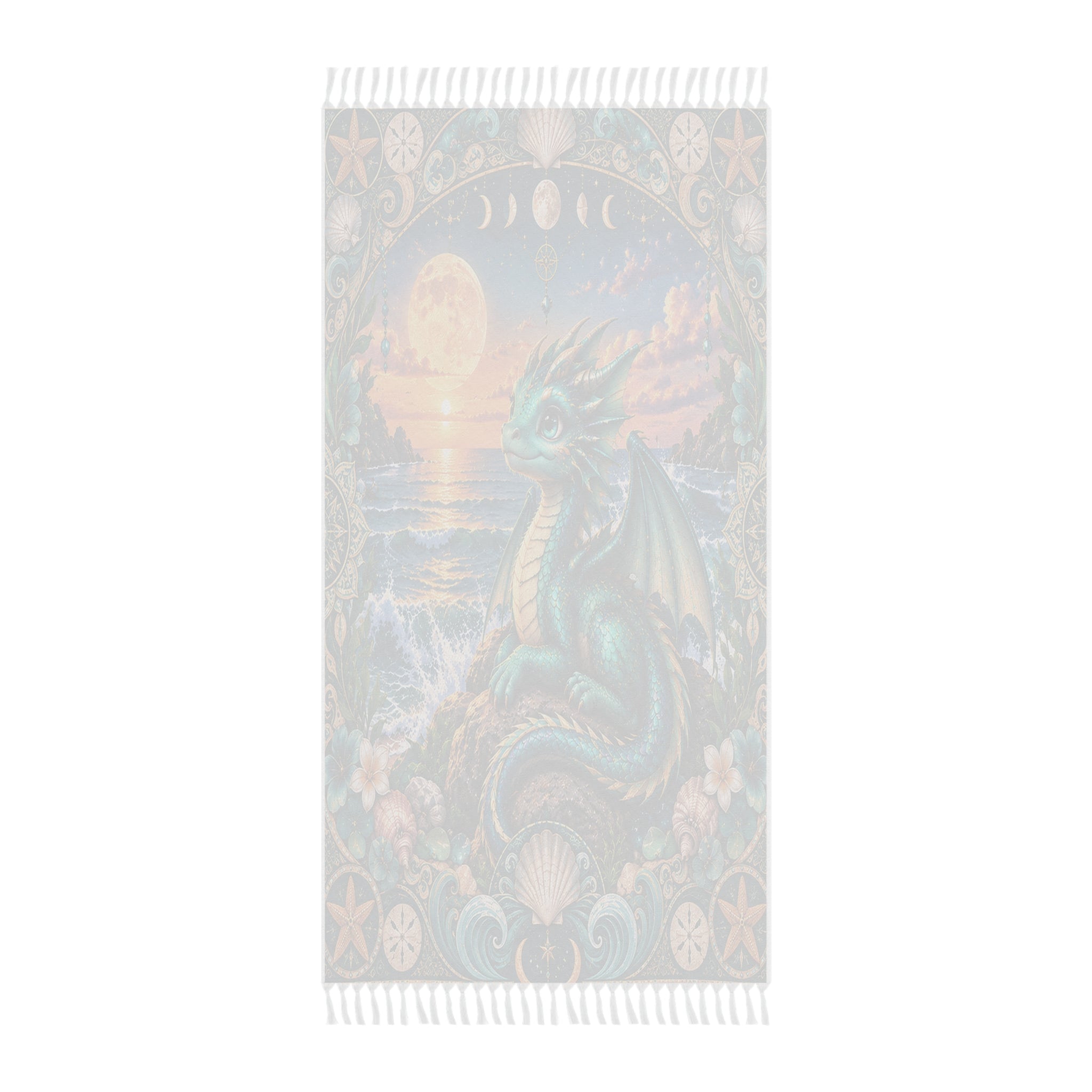 Boho Beach Towel — Teal Sea Dragon Sunset Beach Blanket