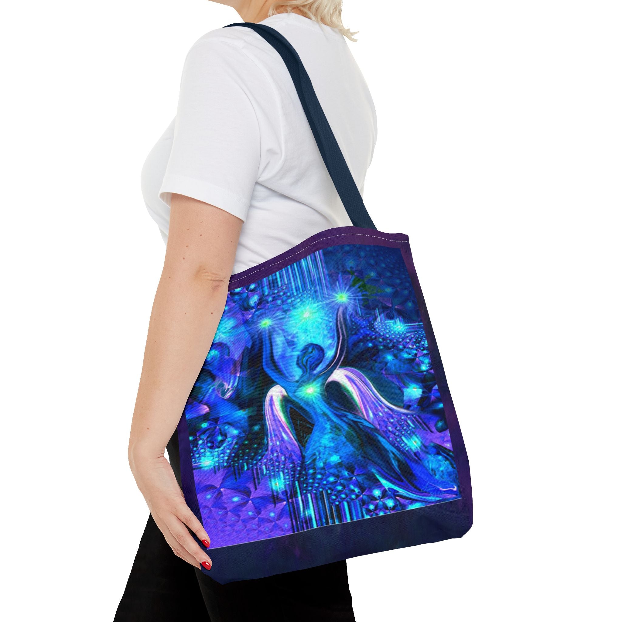 Galaxy Angel Tote Bag — Blue Spiritual Cosmic Art Tote