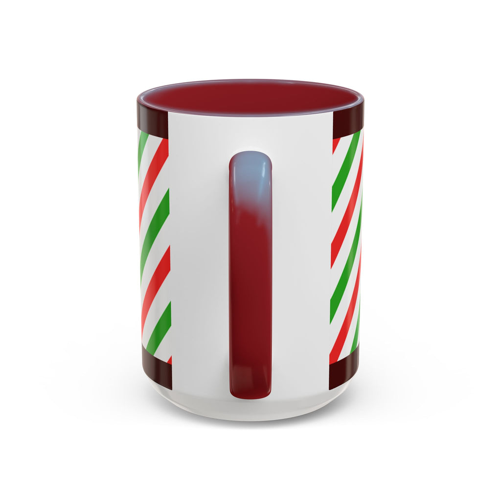 Christmas Gingerbread Cocoa Accent Coffee Mug — Holiday Candy Cane Stripe 11/15oz