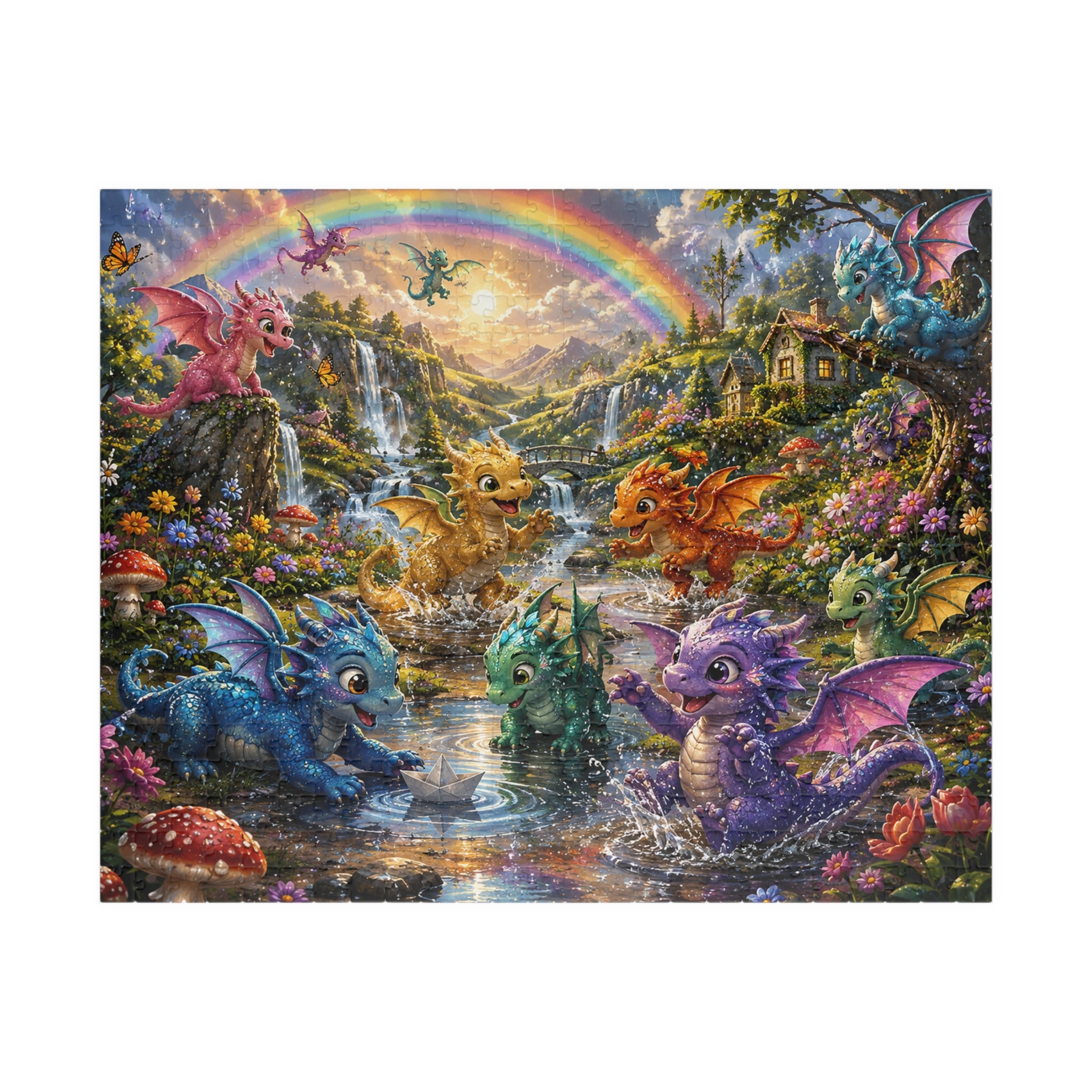 Fantasy Baby Dragons Puzzle — Colorful 252/520/1014-Piece Jigsaw for Kids & Adults