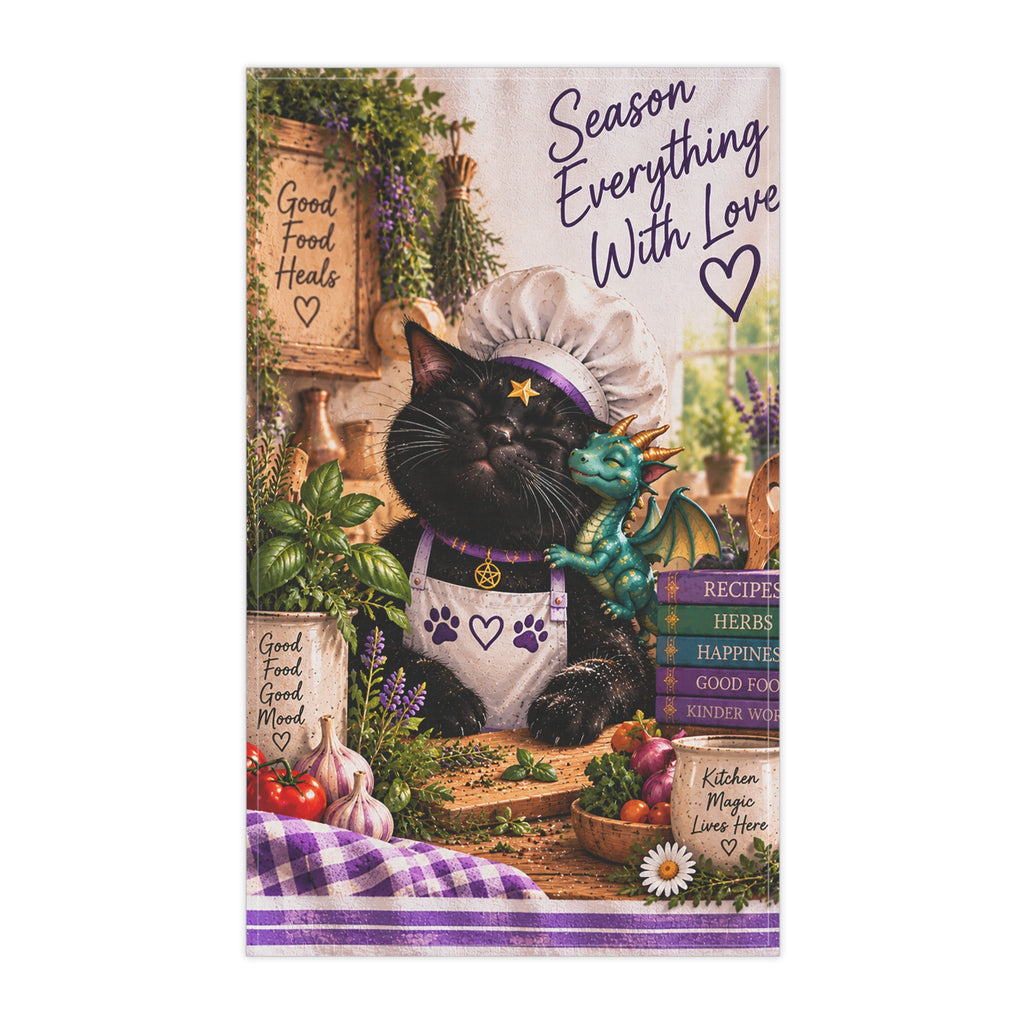 Stardust Chef Tea Towel — "Season Everything With Love" Kitchen Towel