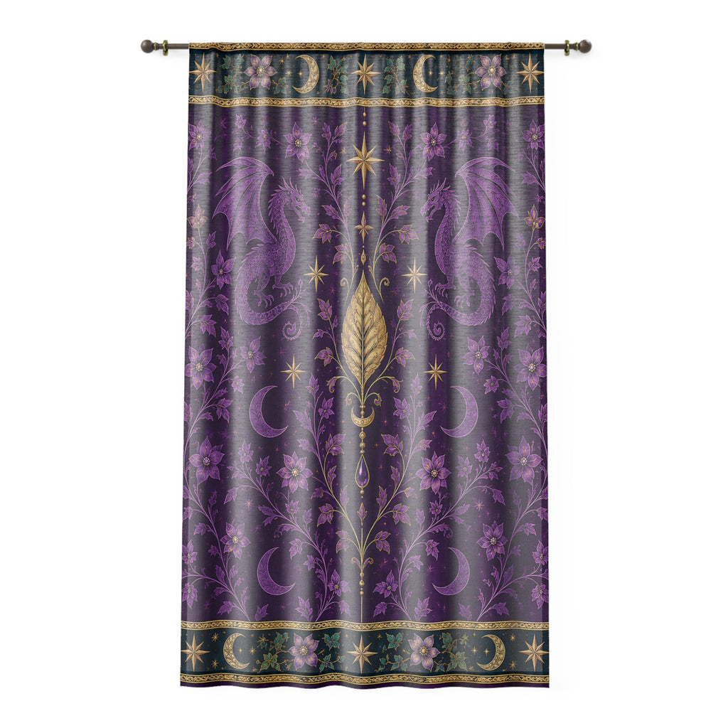 Mystic Moon & Dragon Purple Window Curtain