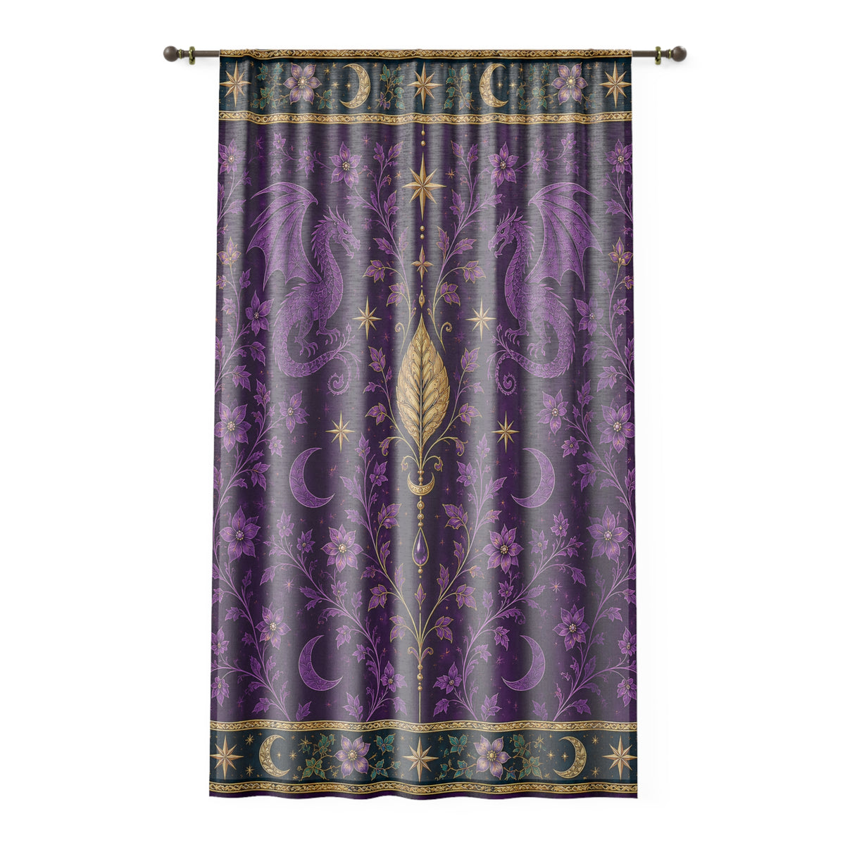 Mystic Moon & Dragon Purple Window Curtain
